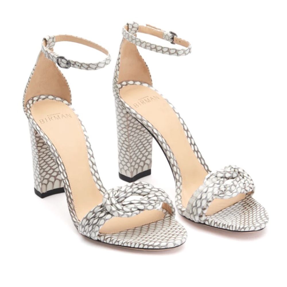 💥 ALEXANDRE BIRMAN Vicky Block Heel Knotted Python Sz 36.5